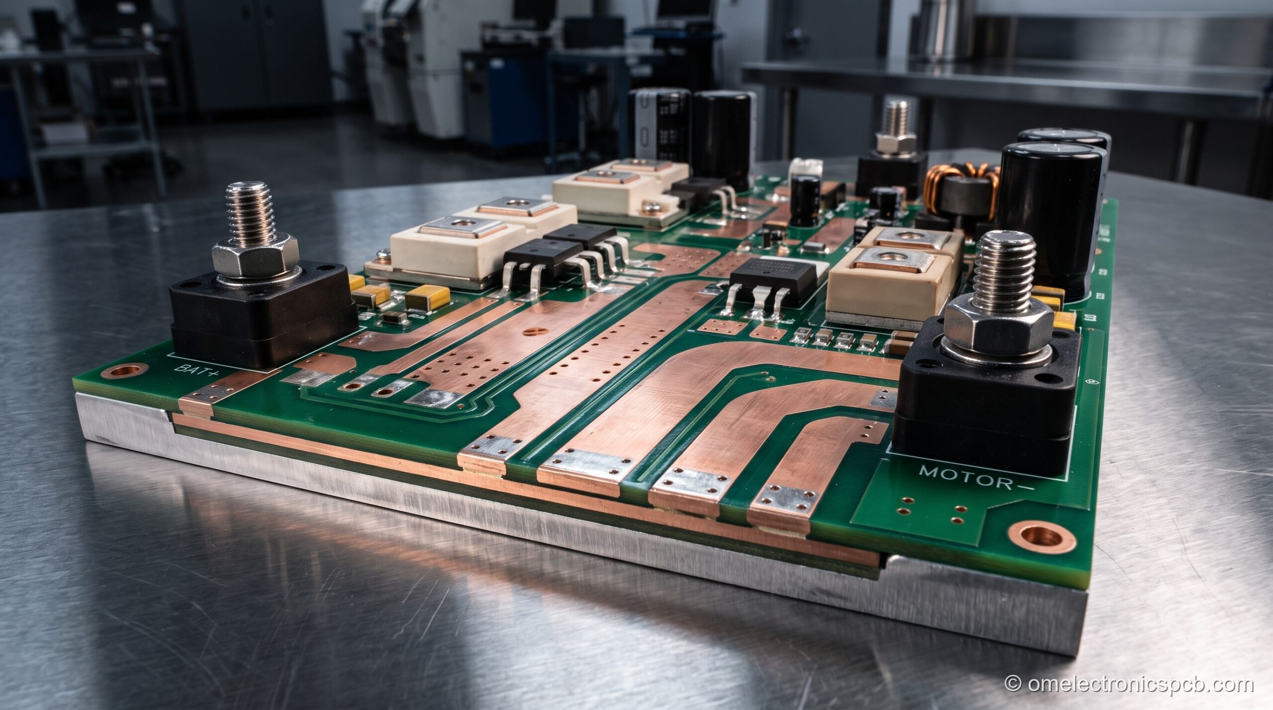 Heavy-copper metal-core PCB used in EV and power electronics applications
